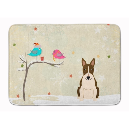 Carolines Treasures Christmas Bull Terrier Dark Brindle Machine Washable Memory Foam Mat BB2608RUG